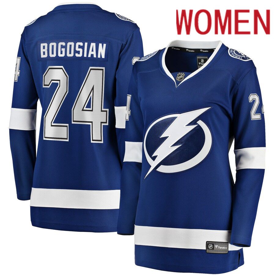Women Tampa Bay Lightning 24 Zach Bogosian Fanatics Branded Blue Home Breakaway Player NHL Jersey